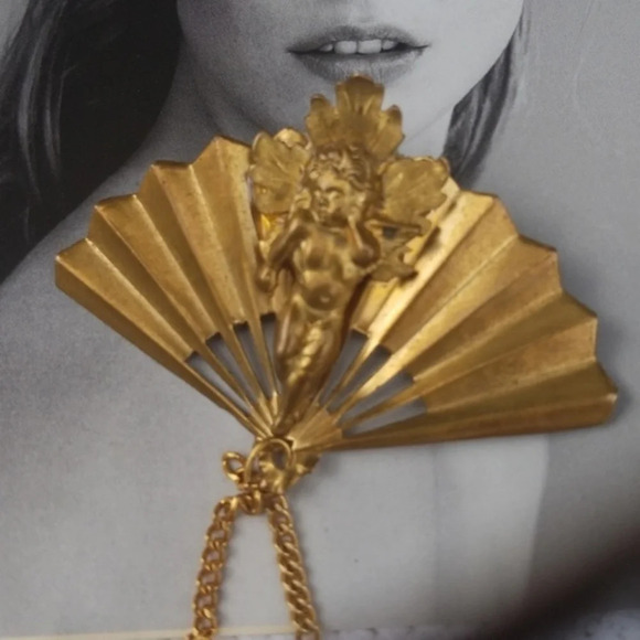 Vintage with the Angels Fan brooch - Picture 2 of 8